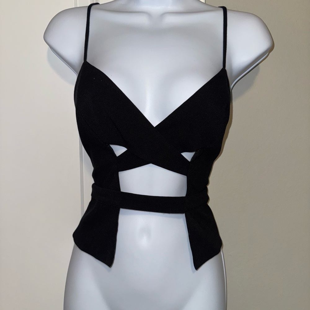 Black Strappy Cutout Top